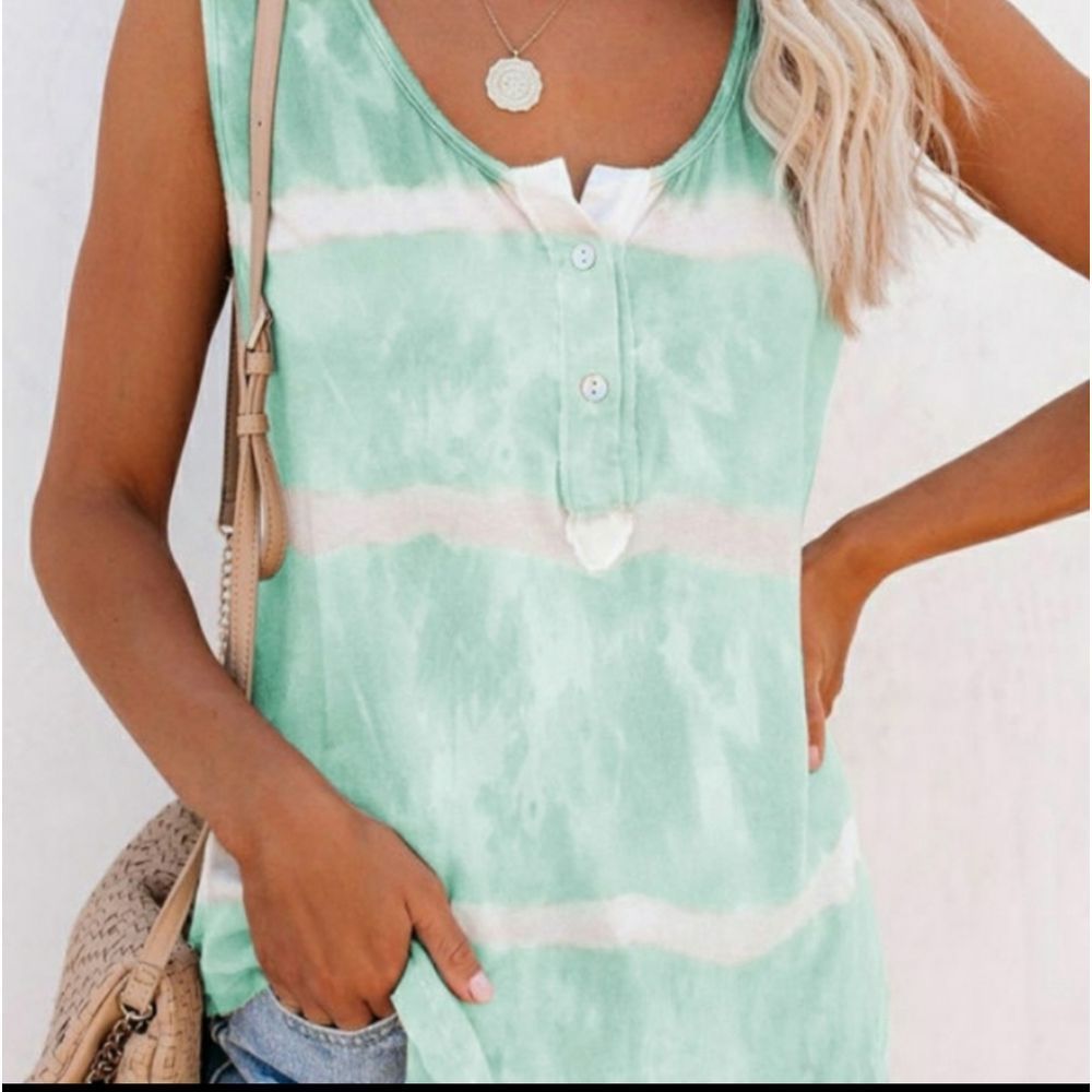 Tie Dye Round Neck Raw Hems Tank Tops Sz L 10-12 XL 12-14 2X 16-18 - Picture 1 of 6